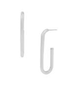 H Halston Silvertone Linear Hoop Earrings