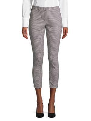 Calvin Klein Petite Houndstooth-print Stretch Cropped Pants