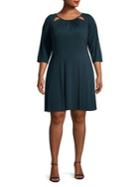 Michael Michael Kors Plus Plus Long-sleeve Dotted Dress