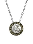 Lord & Taylor Marcasite And White Topaz Halo Pendant Necklace