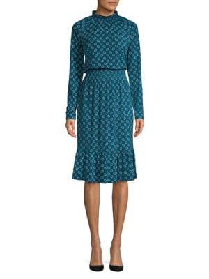 Michael Michael Kors Printed Smocking Fit-&-flare Dress