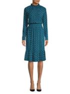 Michael Michael Kors Printed Smocking Fit-&-flare Dress