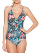 Laundry By Shelli Segal Floral Paisley Ruffle Plunge Tankini