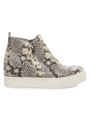 Steve Madden Embossed Leather Wedge Sneakers