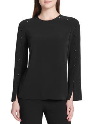 Calvin Klein Studded Long-sleeve Blouse