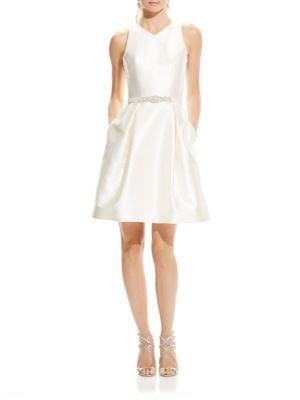Theia Bead-embellished Belted Dress