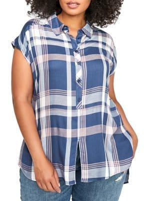 Addition Elle Love And Legend Plus Plaid Tie-front Shirt