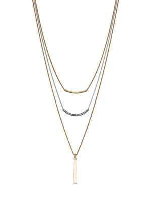Lucky Brand Silvertone And Goldtone Pendant Layered Necklace