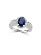 Effy 925 Diamonds, Silver, And Natural Sapphire Ring