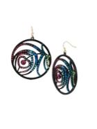 Betsey Johnson Peacock Feather Round Drop Earrings