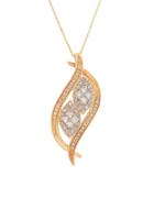 Lord & Taylor 14k Gold Marquis Diamond Pave Pendant Necklace, 0.50 Tcw