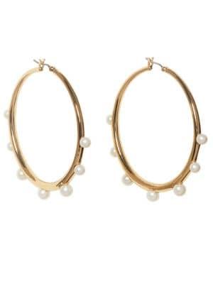 Vince Camuto Goldtone And Faux Pearl Large Hoop Earrings