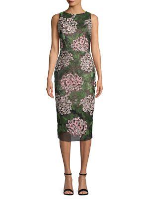Xscape Sleeveless Floral Embroidered Dress