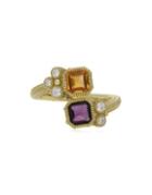 Ripka Boca Citrine, Amethyst, Diamond And 14k Yellow Gold Double Wrap Ring
