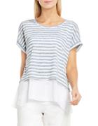 Two By Vince Camuto Striped Layered-hem Top