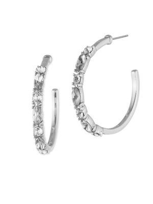Givenchy Navette Swarovski Crystal Hoop Earrings