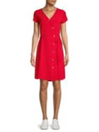 Vero Moda Button-front Short Sleeve Dress