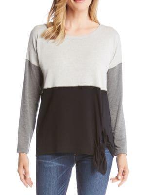 Karen Kane Colorblock French Terry Tie-front Top