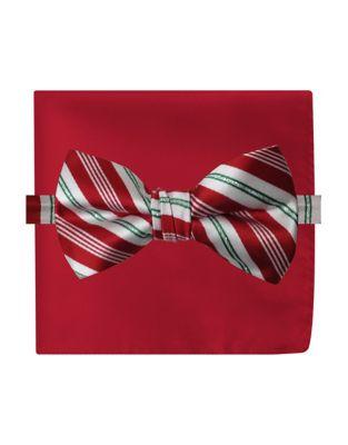 Susan G. Komen Knots For Hope Two-piece Striped Bow Tie And Pocket Square Set