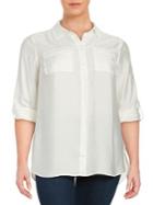Vince Camuto Plus Textured Button-front Shirt