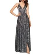 Betsy & Adam Sleeveless Snake-printed Gown