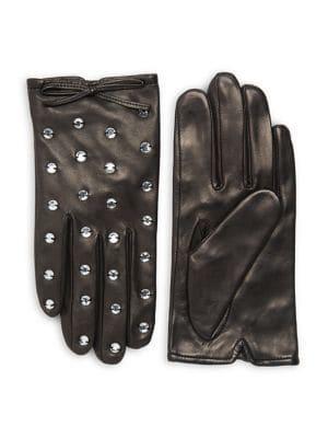 Kate Spade New York Bedazzled Leather Gloves