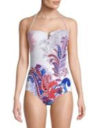 Tommy Bahama Paisley Leaves Printed One-piece Swimsuit