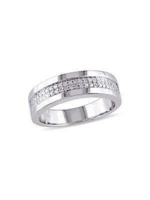 Sonatina Sterling Silver & Pave White Diamond Band Ring