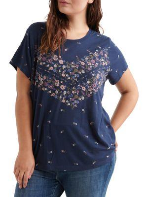 Lucky Brand Plus Bandanna Print Tee