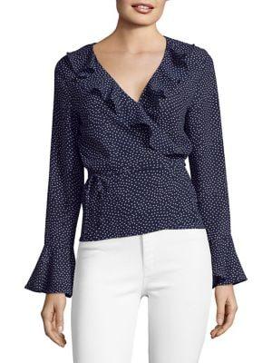 Design Lab Ruffled Bell-sleeve Wrap Top