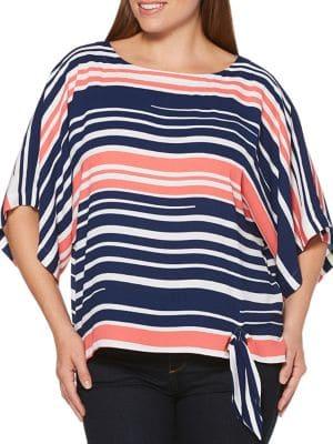 Rafaella Striped Dolman Sleeve Blouse
