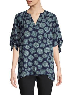 Michael Michael Kors Geometric-print Split-neck Top