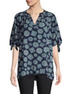 Michael Michael Kors Geometric-print Split-neck Top