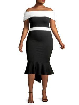 Quiz Curve Plus Colorblock Sheath Dress