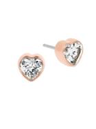 Michael Kors Modern Brilliance Crystal Heart Stud Earrings/rose Goldtone