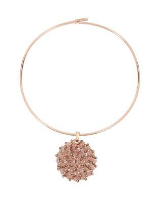 Kenneth Cole New York Crystal Woven Beaded Pendant Collar Necklace