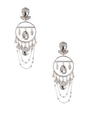 Bcbgeneration Crystal And Silvertone Drop Earrings