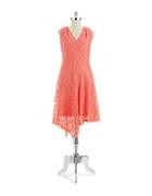 Adrianna Papell Lace Overlay A Line Dress