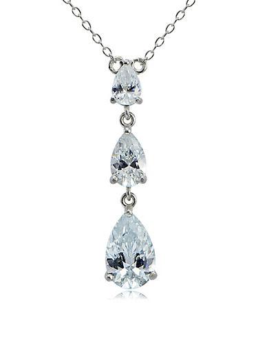 Lord & Taylor Cubic Zirconia And Sterling Silver Triple Pendant Necklace