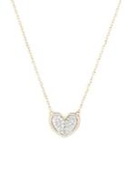 Adina Reyter 14k Yellow Gold & 0.08 Tcw White Diamondtiny Pave Folded Heart Necklace