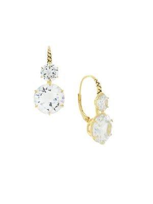 Etienne Aigner Goldtone And Cubic Zirconia Double Drop Earrings