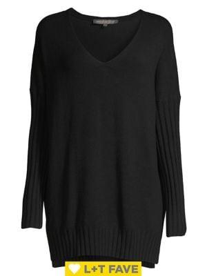 French Connection Vhari Ribbed-sleeve Sweater
