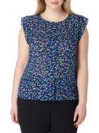 Tahari Arthur S. Levine Plus Dotted Pleat-front Flutter Top