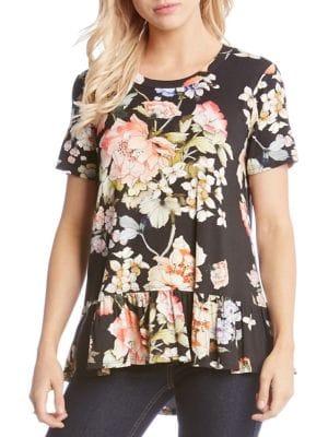 Karen Kane Floral Ruffle Hem Top