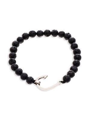 Lord & Taylor Men's Stainless Steel Hook Textured Beaded Bracelet