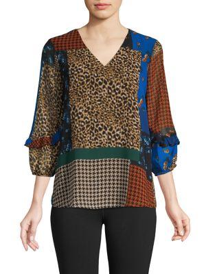 Calvin Klein Mixed-print V-neck Top