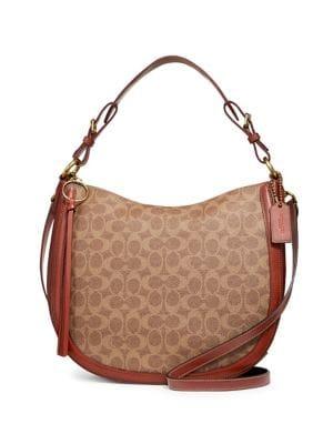 Coach Signature Canvas And Leather Sutton Hobo Bag