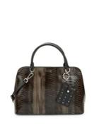 Calvin Klein Embossed Snake-look Leather Satchel
