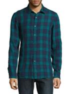 Michael Kors Plaid Linen Button-down Shirt
