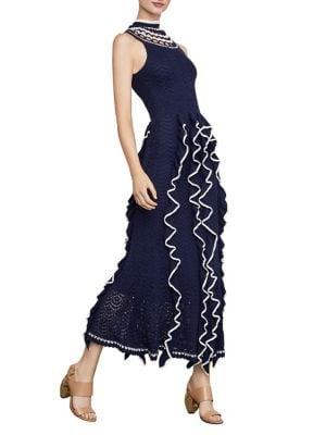 Bcbgmaxazria Two-tone Ruffle Midi Dress